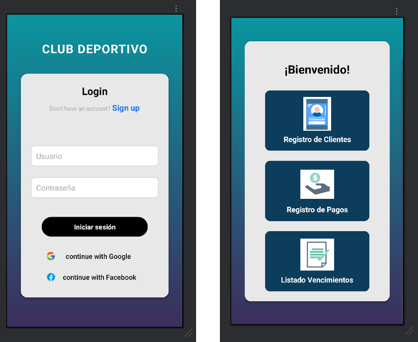 Captura de pantalla de la App del Gimnasio